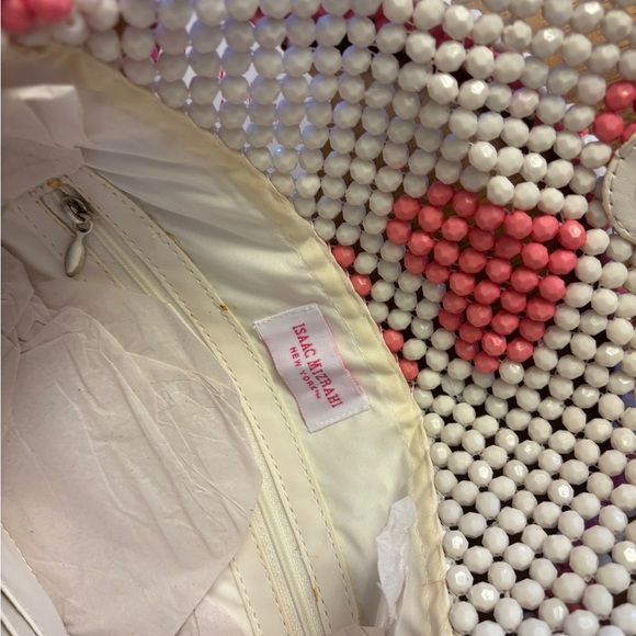 Nwt Isaac Mizrahi White and Pink heart 
Beaded Bag - Picture 3 of 4